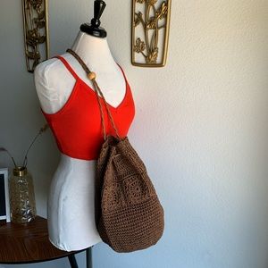 Bohemian Straw sling/backpack beach bag
